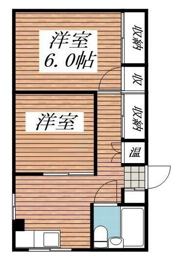 レジデンス中野(2DK/2階)の間取り写真
