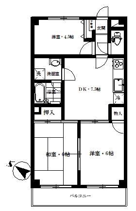 サンセール新所沢(3DK/2階)の間取り写真