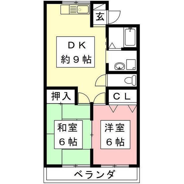 吉田グリーンハイツII(2DK/3階)の間取り写真