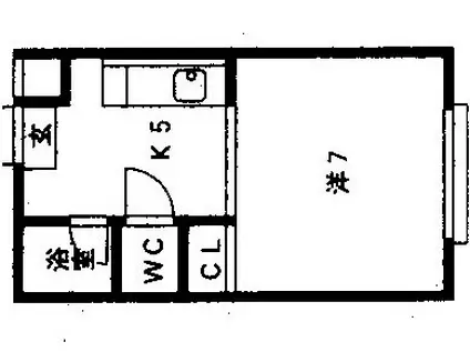 ラ・メゾン・エマーブル(1K/1階)の間取り写真