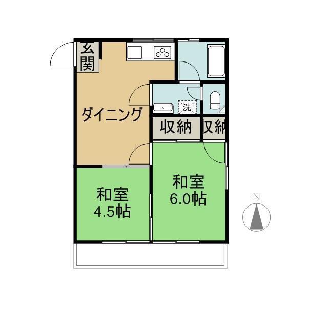 コーポ青山(2DK/1階)の間取り写真