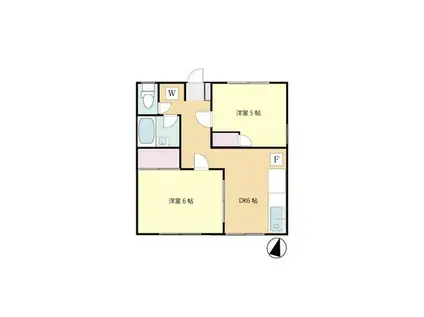 ユニバース梶ヶ谷(2DK/1階)の間取り写真