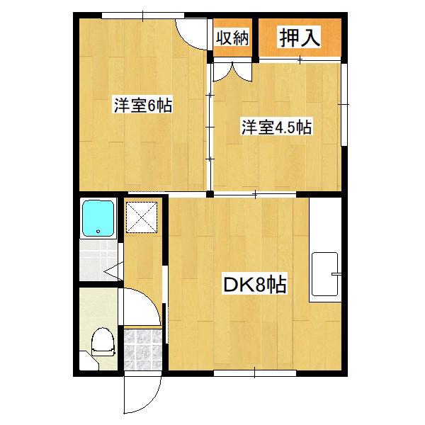 コーポ加納(2DK/2階)の間取り写真