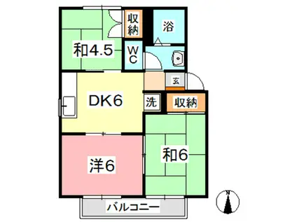 グリーンパレス藤井 A棟(3DK/2階)の間取り写真