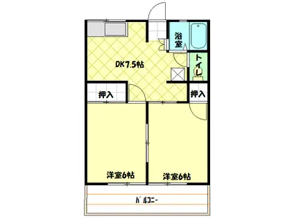 シティハイムがくえん(2DK/1階)の間取り写真