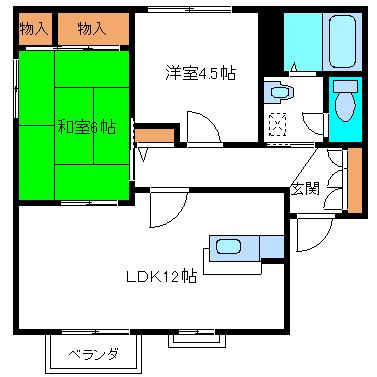 パーク荒井B(2LDK/2階)の間取り写真