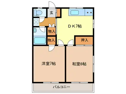 コーポ峠(2DK/2階)の間取り写真