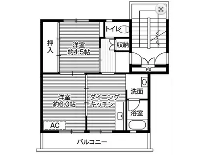 ビレッジハウス黒須野1号棟(2DK/5階)の間取り写真