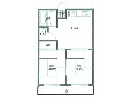 メゾン栗原A棟(2DK/1階)の間取り写真