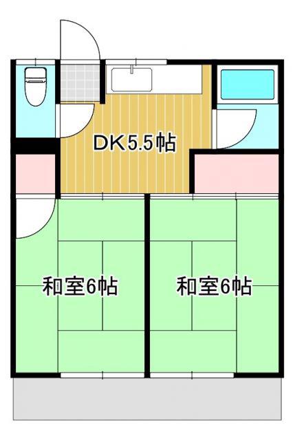 コーポ米津(2DK/1階)の間取り写真