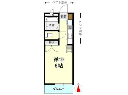 ピアランスつくば21 A棟(ワンルーム/2階)の間取り写真