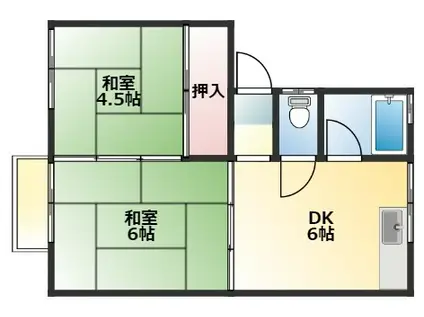 ひまわりアパート(2DK/1階)の間取り写真