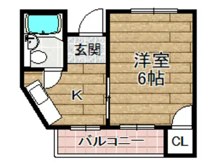 明輝春日マンション(1K/2階)の間取り写真