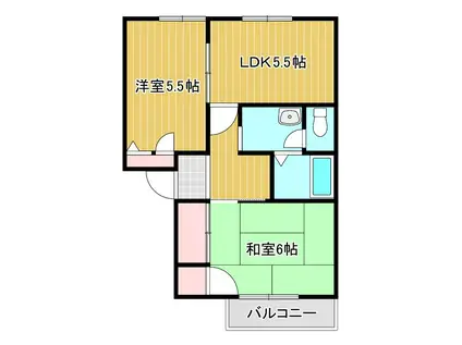 ウエストヴィレッジ壱番館(2K/1階)の間取り写真