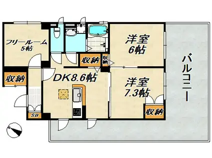 KUDOUマンション(2SDK/1階)の間取り写真