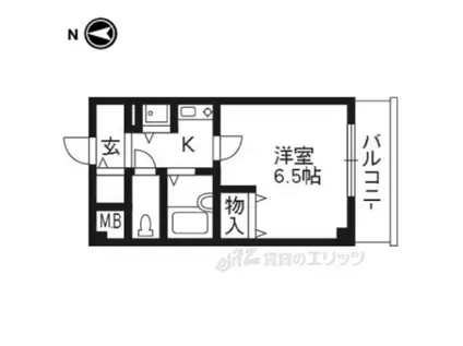 ブライティミル(1K/2階)の間取り写真