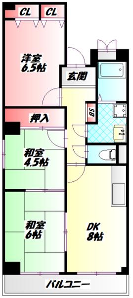 グレースシャトー(3DK/2階)の間取り写真