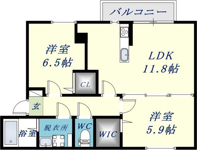 シエール1(2LDK/1階)の間取り写真