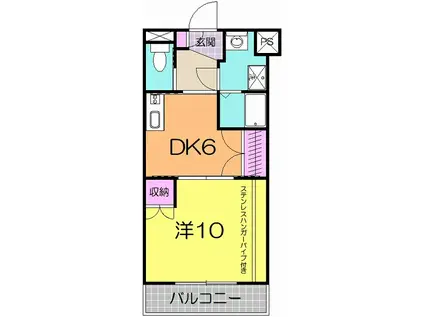 イコタハイツ(1DK/4階)の間取り写真