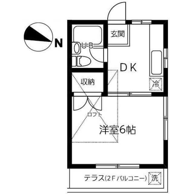 東村山YKハイツ(1DK/2階)の間取り写真