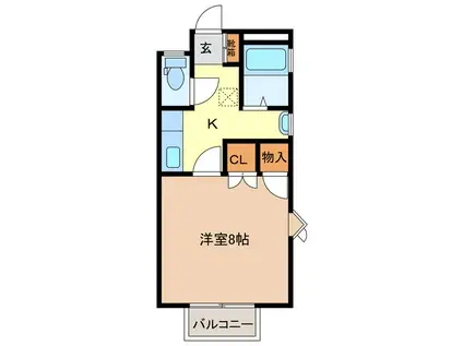 リバティー平林(1K/2階)の間取り写真