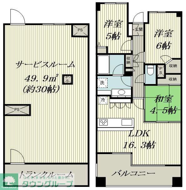 ランドシティ玉川学園ロイヤルテラス(3SLDK/4階)の間取り写真