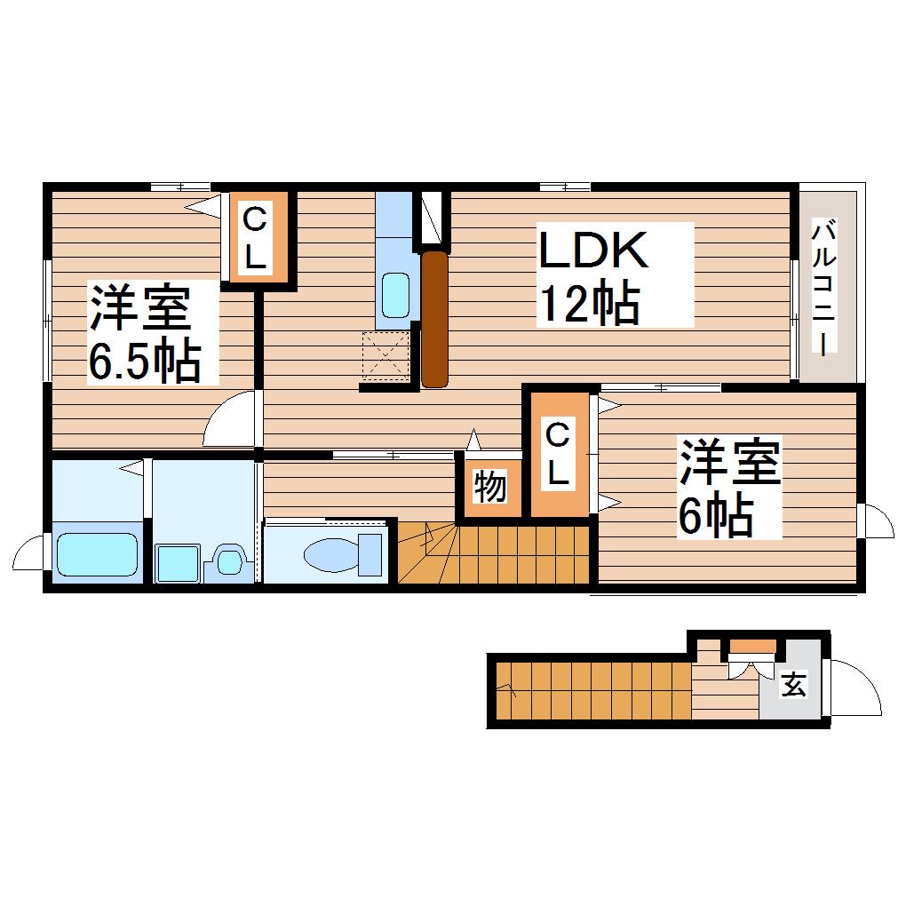 カメーリア・K(2LDK/2階)の間取り写真