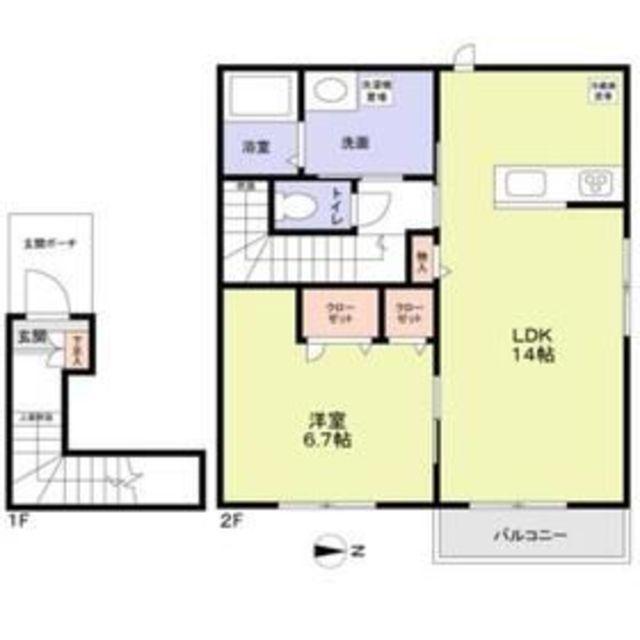 BERG HEIM ZWEI(1LDK/2階)の間取り写真