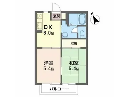 PLACEO(2DK/2階)の間取り写真