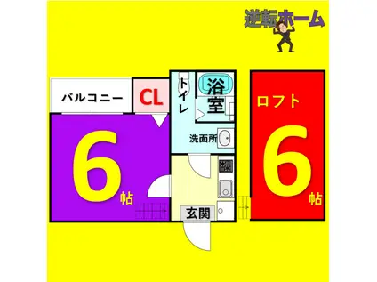 エスポワール六番町(1K/2階)の間取り写真