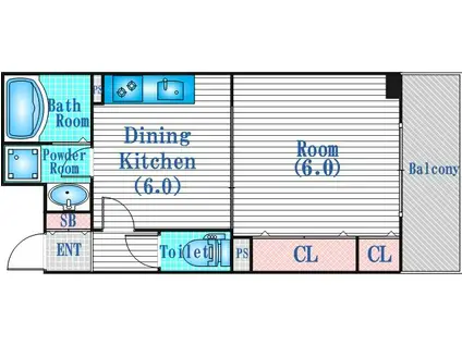 リバーフォード中之島(1DK/2階)の間取り写真