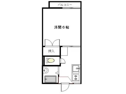 高良山コーポ(1K/2階)の間取り写真