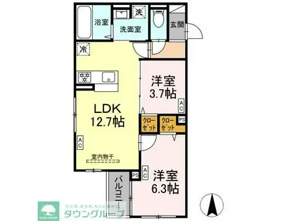 セレスティア扇V(2LDK/3階)の間取り写真