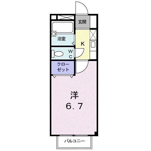 カーサ木太(1K/2階)の間取り写真