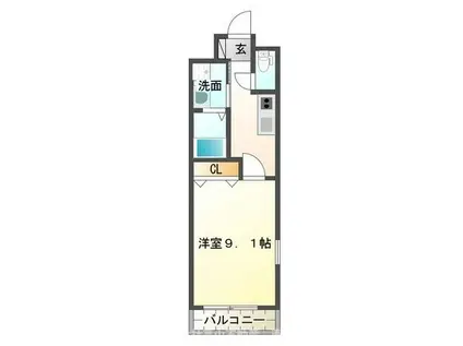 メゾン・フルールIII(1K/1階)の間取り写真