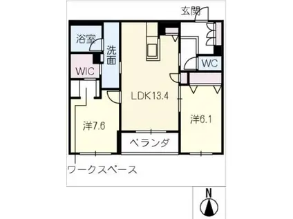 シャーメゾンリアンII(2LDK/3階)の間取り写真