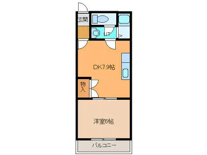 ピエ・タ・テール(1DK/2階)の間取り写真