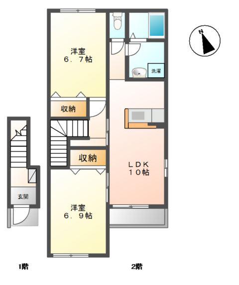 アベックス南(2LDK/2階)の間取り写真