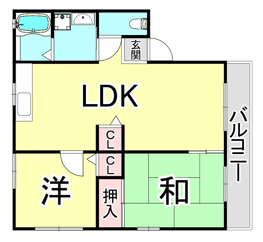 プリマベーラ芦屋(2LDK/1階)の間取り写真