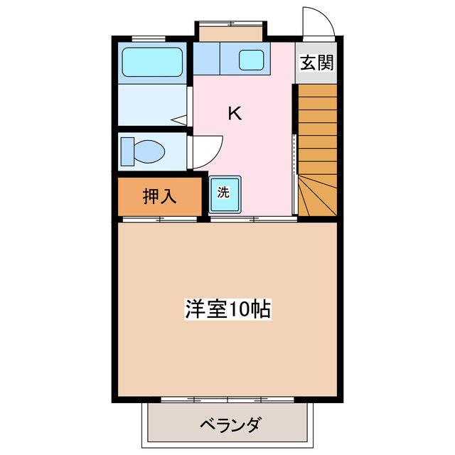 コーポアイランド(1DK/2階)の間取り写真