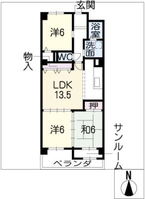 エスポワール城北(3LDK/2階)の間取り写真