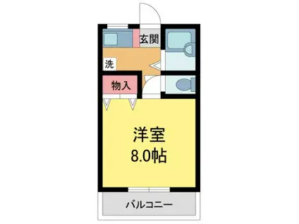 パティオ北口(1K/1階)の間取り写真