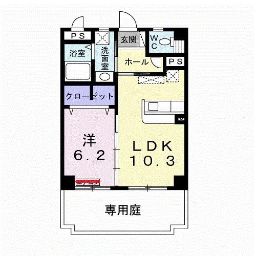 サウスゼファー(1LDK/4階)の間取り写真