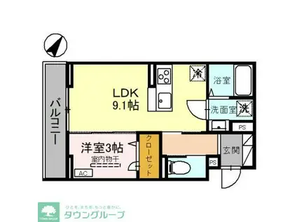D-SERENO弥生(1LDK/3階)の間取り写真