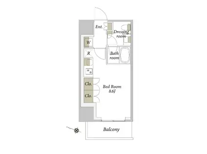 プライムメゾン白金台タワー(ワンルーム/8階)の間取り写真