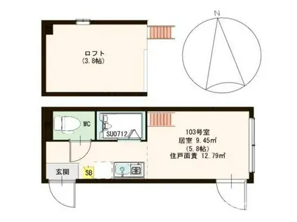 ハーモニーテラス豊島III(ワンルーム/1階)の間取り写真