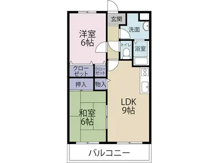 リベルテ曳馬(2LDK/1階)の間取り写真