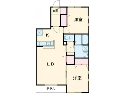 NOVガーデンハウス谷田部 F棟(2LDK/1階)の間取り写真