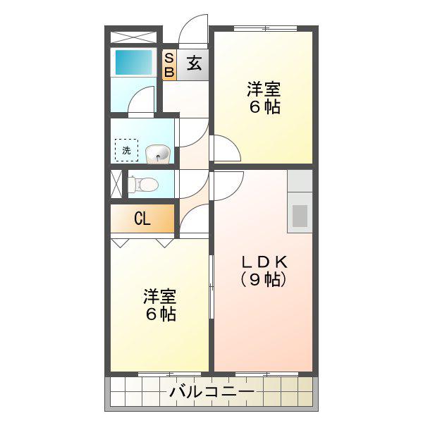 グランメール27(2LDK/2階)の間取り写真