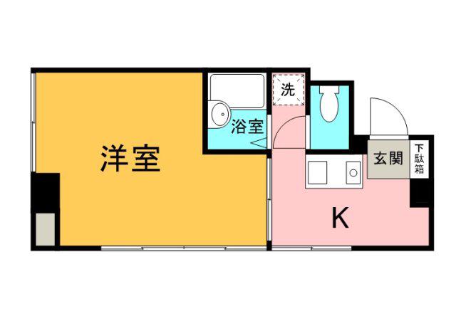 Uビル(1K/2階)の間取り写真